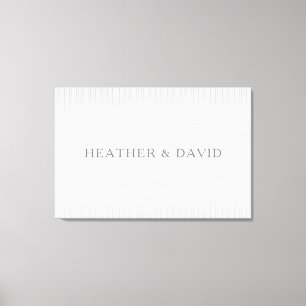 Elegant Surname Monogram & Thin Grey Stripes Canvas Afdruk