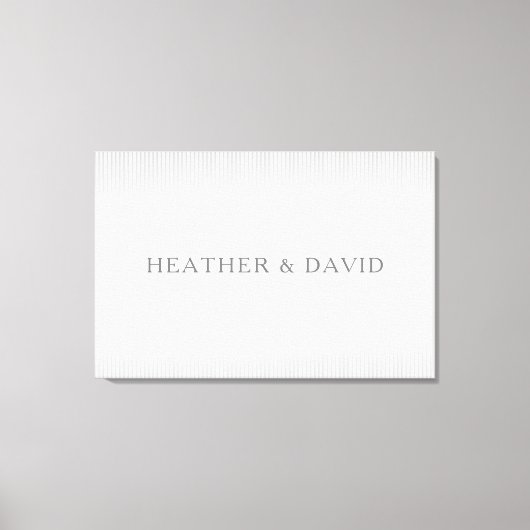 Elegant Surname Monogram & Thin Grey Stripes Canvas Afdruk (Voorkant)