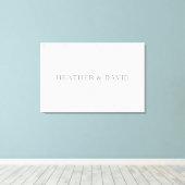 Elegant Surname Monogram & Thin Grey Stripes Canvas Afdruk (Insitu (Houten vloer))