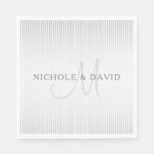 Elegant Surname Monogram & Thin Grey Stripes Servet (Voorkant)
