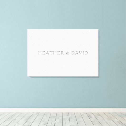 Elegant Surname Monogram | Wit en grijs Canvas Afdruk (Insitu (Houten vloer))