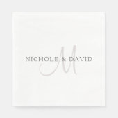 Elegant Surname Monogram | Wit en grijs Servet (Voorkant)