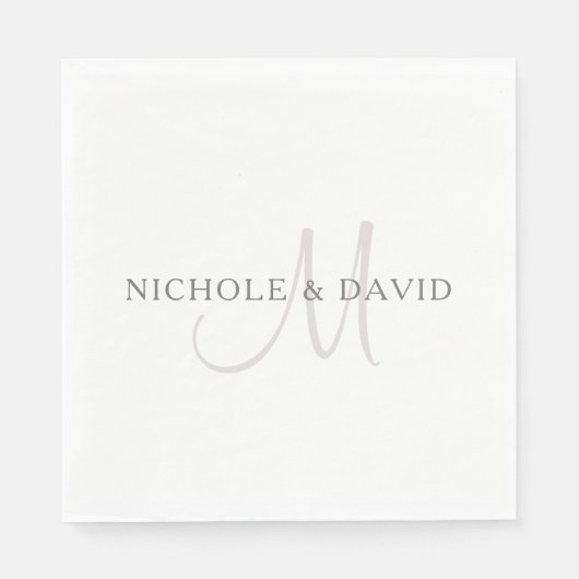 Elegant Surname Monogram | Wit en grijs Servet (Voorkant)