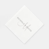 Elegant Surname Monogram | Wit en grijs Servet (Hoek)
