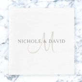 Elegant Surname Monogram | Wit en grijs Servet