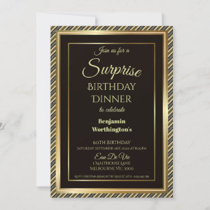 Elegant Surprise 60th Birthday Dinner Invitation Kaart