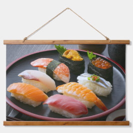 Elegant Sushi Assortment Tapestry – Japan’s Finest Hangend Wandkleed