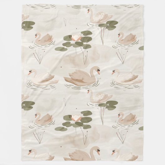 Elegant-swaanpatroon Fleece Deken (Voorkant)