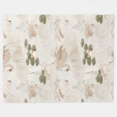 Elegant-swaanpatroon Fleece Deken (Voorkant (Horizontaal))