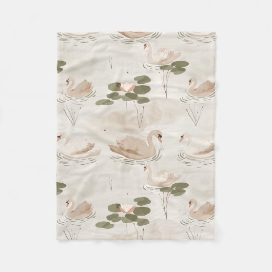 Elegant-swaanpatroon Fleece Deken (Voorkant)