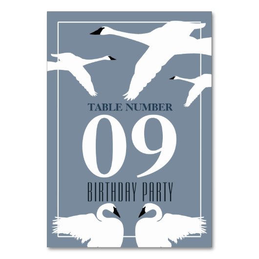 Elegant Swan, Birthday Party Table No. Kaart (Voorkant)