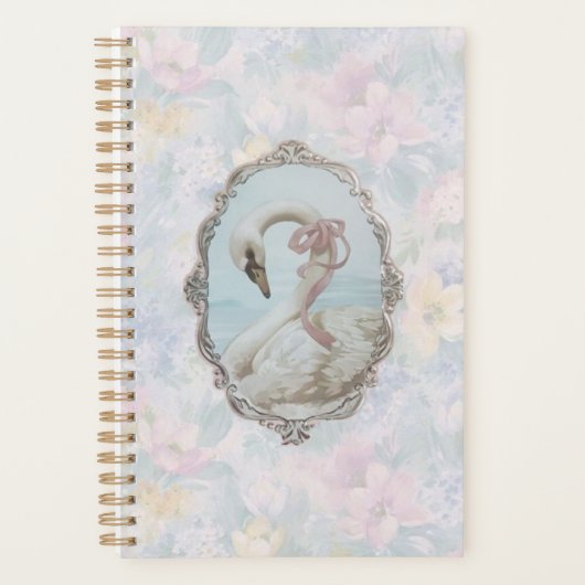 Elégant Swan & Pastel Carnet Floral (Devant)