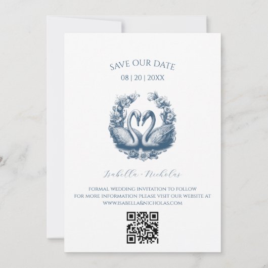 Elégant Swan Photo Enregistrer la carte Date (Dos)