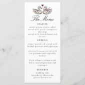 Elegant Swans Romantic Love Script Dinner Menu (Voorkant)