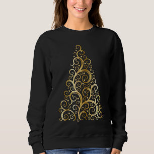 Elégant Sweatshirt tendance d'arbre de Noël doré