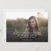 Elegant Sweet 16 2-zijdige Foto Birthday Hartelijk Bedankkaart (Achterkant)