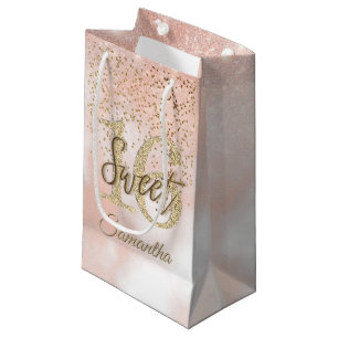 Elegant Sweet 16 Birthday Blush Pink Gold Glitter Klein Cadeauzakje
