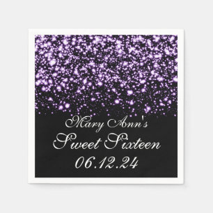 Elegant Sweet 16 Birthday Midnight Glam Paars Servetten
