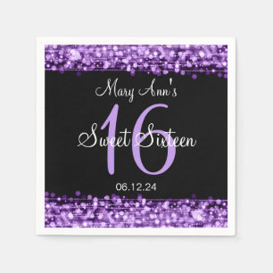 Elegant Sweet 16 Birthday Party Sparkles Paars Servet