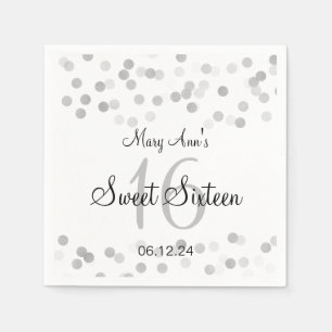 Elegant Sweet 16 Faux Zilveren Folie Glitter Light Servet