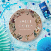 Elegant Sweet 16 Feest | Chic Stofachtig Perzik Bl Papieren Bordje (Feest)