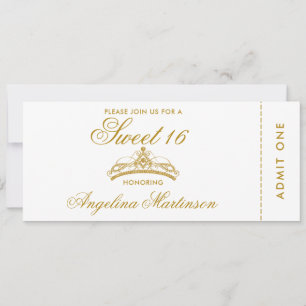 Elegant Sweet 16 goud en wit ticket Kaart