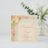 Elegant Sweet 16 Rozen Kaart (Staand voorkant)