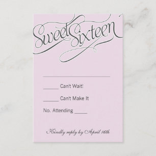 Élégant Sweet 16 RSVP en rose pâle