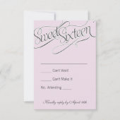 Élégant Sweet 16 RSVP en rose pâle (Devant)