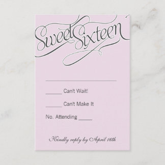 Elegant Sweet 16 RSVP in Bleek Roze Kaartje