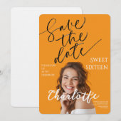 Elegant Sweet 16 Save the Date Birthday Kaart (Voorkant / Achterkant)