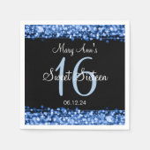 Elegant Sweet 16 Verjaardagsfeest Sparkles Blauw Servetten (Voorkant)
