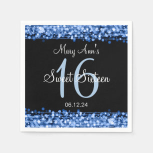 Elegant Sweet 16 Verjaardagsfeest Sparkles Blauw Servetten