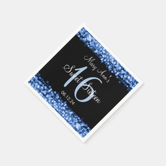 Elegant Sweet 16 Verjaardagsfeest Sparkles Blauw Servetten (Hoek)