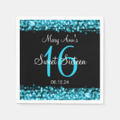 Elegant Sweet 16 Verjaardagsfeest Sparkles Turquoi Servetten (Voorkant)