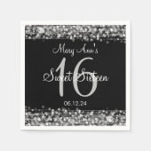 Elegant Sweet 16 Verjaardagsfeest Sparkles Zilver Servetten (Voorkant)