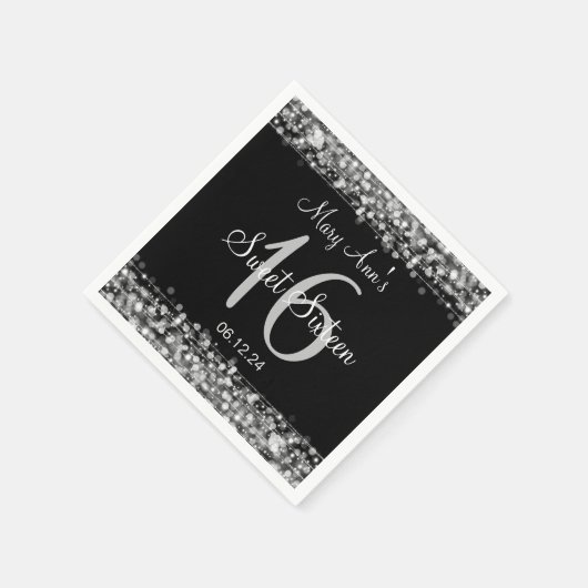 Elegant Sweet 16 Verjaardagsfeest Sparkles Zilver Servetten (Hoek)
