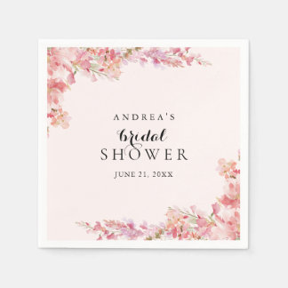 Elegant Sweet Pink Watercolor Floral Bridal Shower Servet
