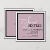 Elegant Sweet Sixteen Lavender Paarse Uitnodiging (Voorkant / Achterkant)
