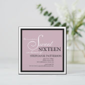 Elegant Sweet Sixteen Lavender Paarse Uitnodiging (Staand voorkant)