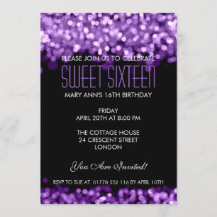 Elegant Sweet Sixteen Mousserend Licht Paars Kaart