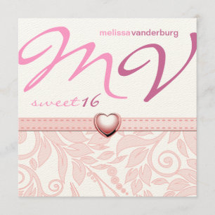 Élégant Sweet sixteen rose Invitations d'anniversa