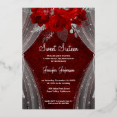Elégant Sweet sixteen rouge Invitation (Recto)