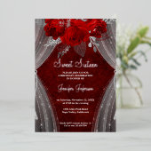 Elégant Sweet sixteen rouge Invitation (Debout devant)