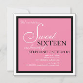 Elegant Sweet Sixteen Roze Uitnodiging (Voorkant)