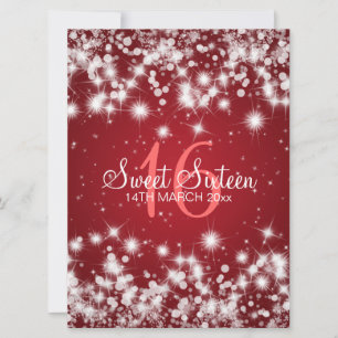 Elegant Sweet Sixteen Wintersparkle Red Kaart
