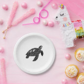 Elegant Swimming Old Water Turtle Copy Papieren Bordje (Feest)