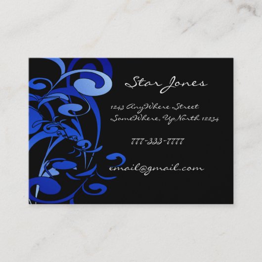 Elegant Swirl Blue Visitekaartje (Voorkant)