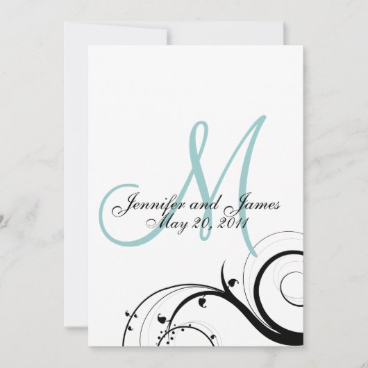 Elegant Swirl Monogram Weddenschap Kaart (Voorkant)