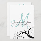 Elegant Swirl Monogram Weddenschap Kaart (Voorkant / Achterkant)